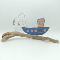 Papierdrahtfigur Fischerboot